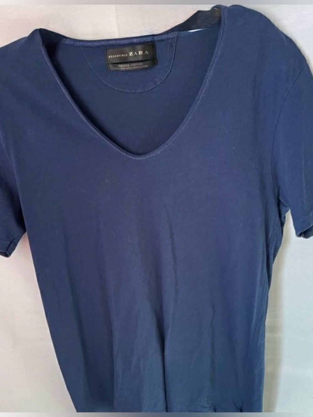Zara Essentials Blue Scoop Neck Tunic Tee Lightweight Casual Top